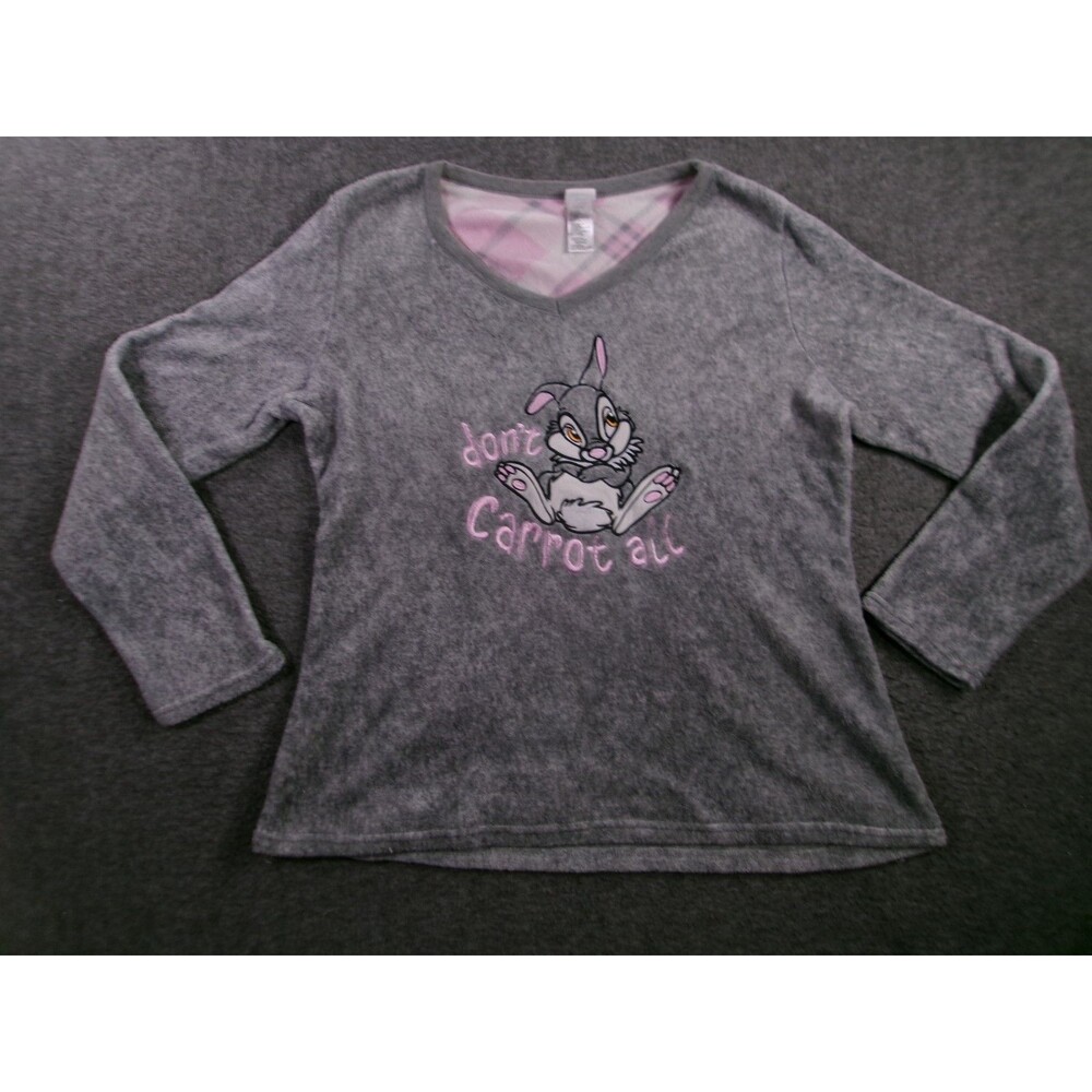 Disney Top Women XL Gray Thumper Dont Carrot All Fleece Pullover Cozy Lounge